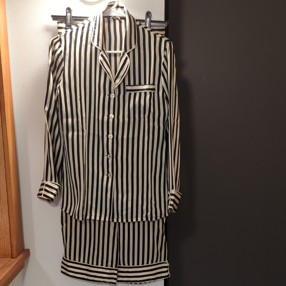 Olivia von Halle Black and White Striped Pajamas